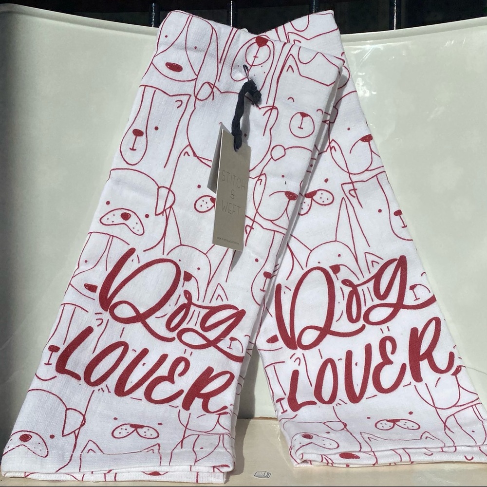 🔥5/$25🔥Stitch & Weft Terry Cloth Kitchen Towels - “Dog Lover”